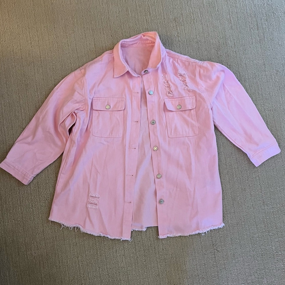 SHEIN Oversized Pink Jeans Jacket Size M